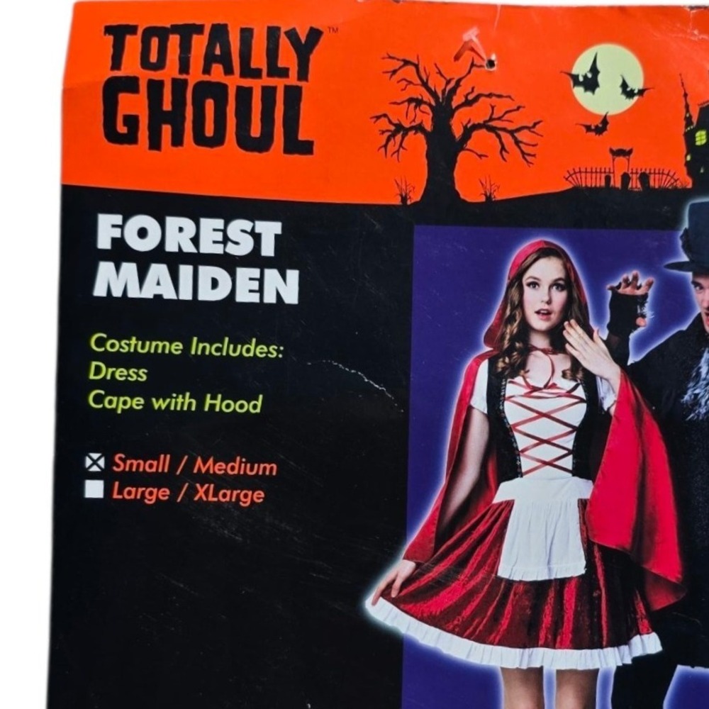 Totally Ghoul Forest Maiden Costume Dress Cape Hood Halloween Cosplay S/M